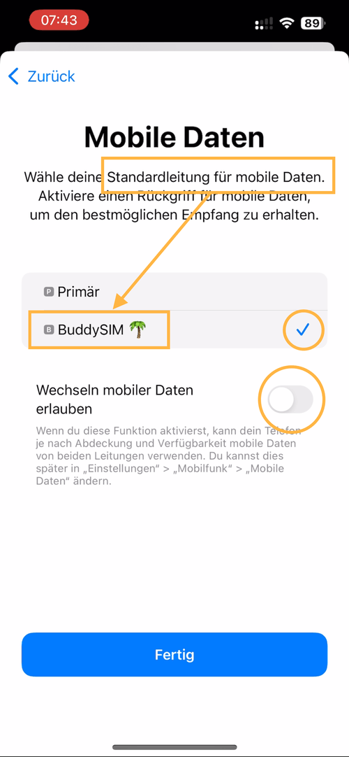 esim aktivieren iphone apple buddysim ios